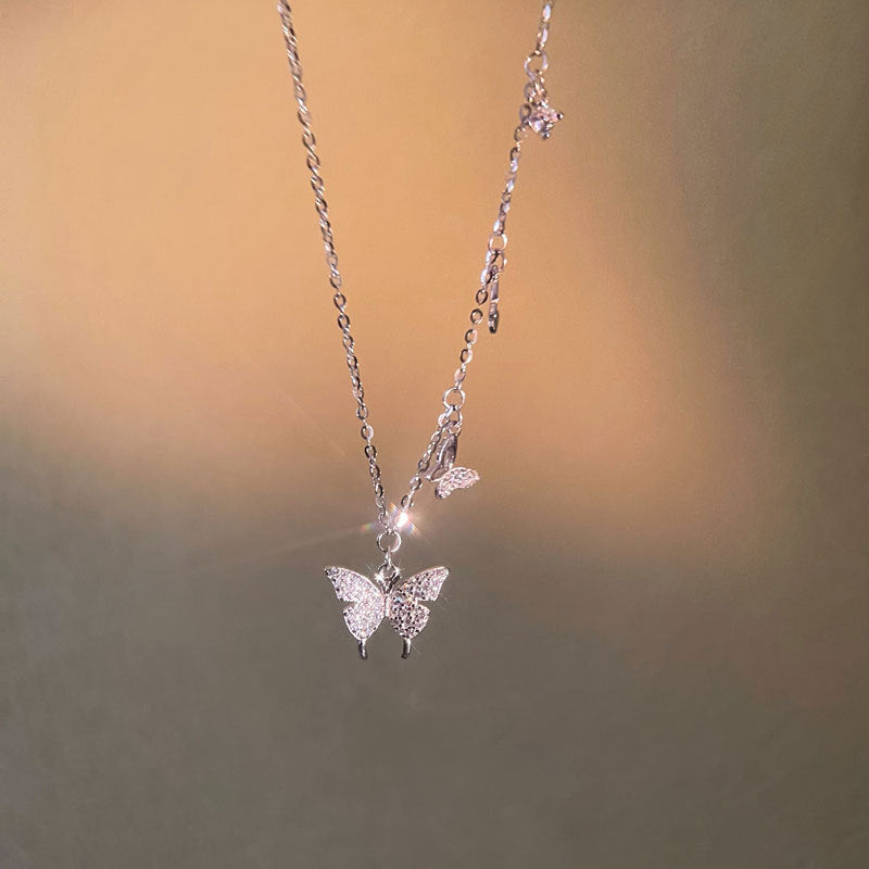 Dainty Silver Butterfly Necklace – ArtGalleryZen